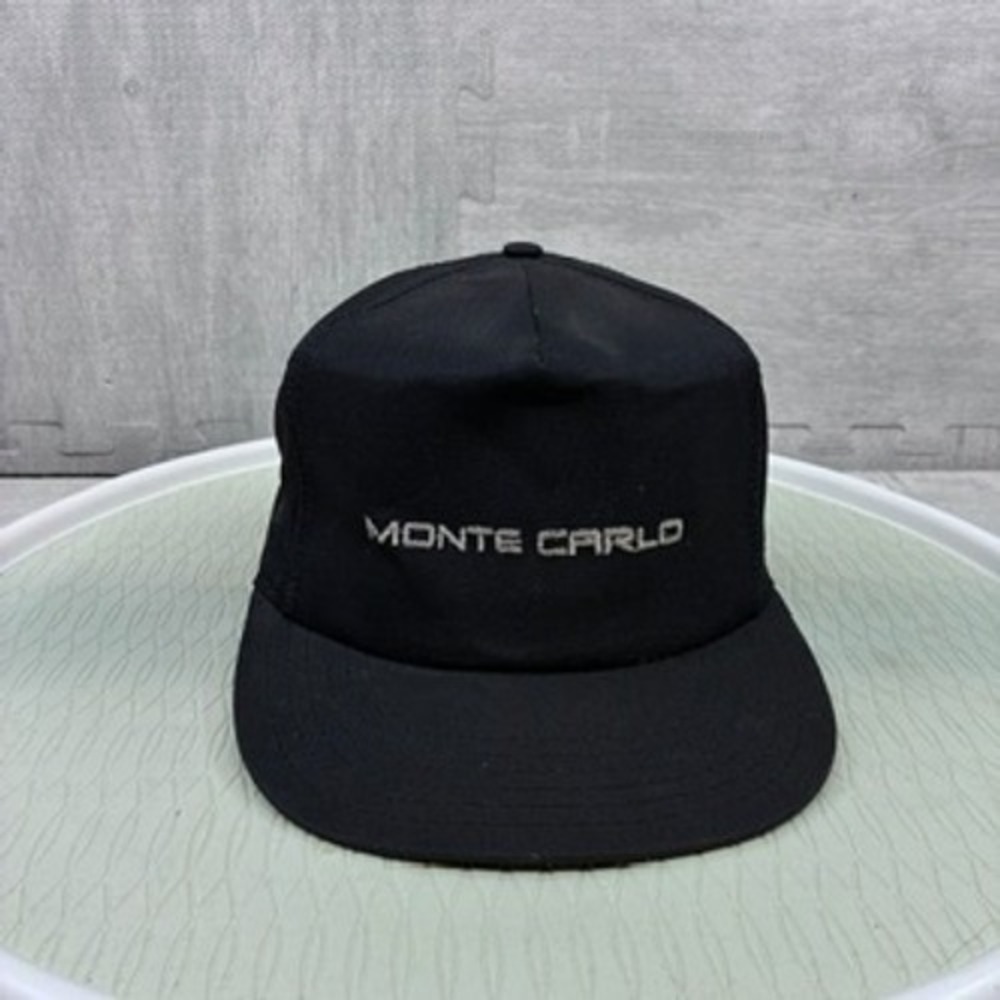 Vintage Monte Carlo Snapback Hat Cap Black Flat Brim Car Automobile